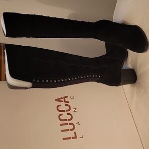 Lucca Lane Rinah Suede Leather, Tall  Boots, NIB